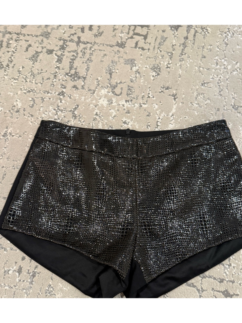 Mason Black laser cut leather hot Shorts
